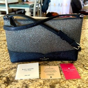 Kate Spade. Dark blue with glitter. Lola glitter crossbody.